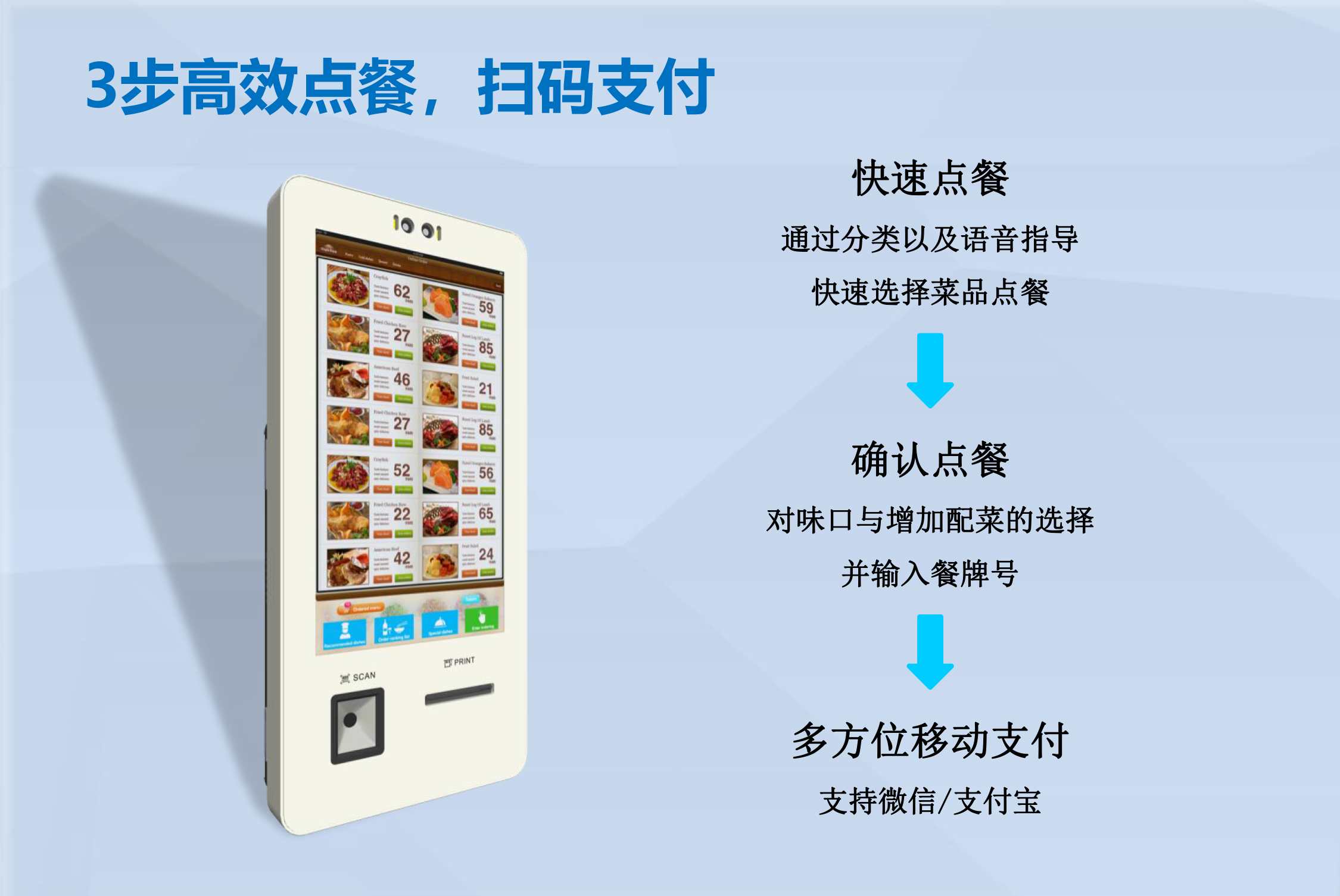 C1 series self-service ordering machine usage steps