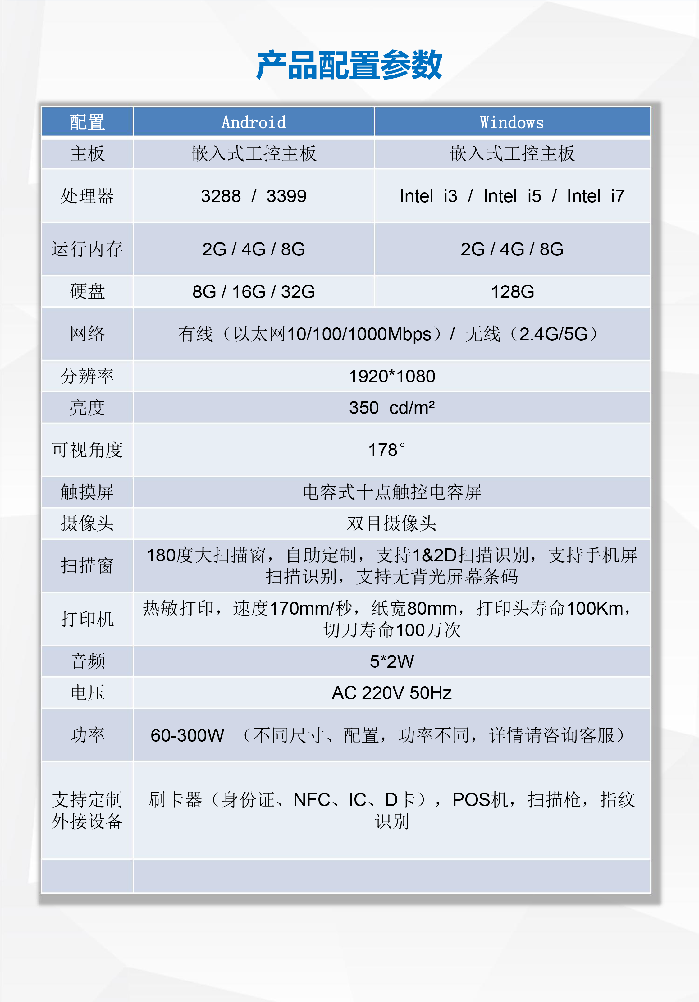 C1 series self-service ordering machine production configuration parameters