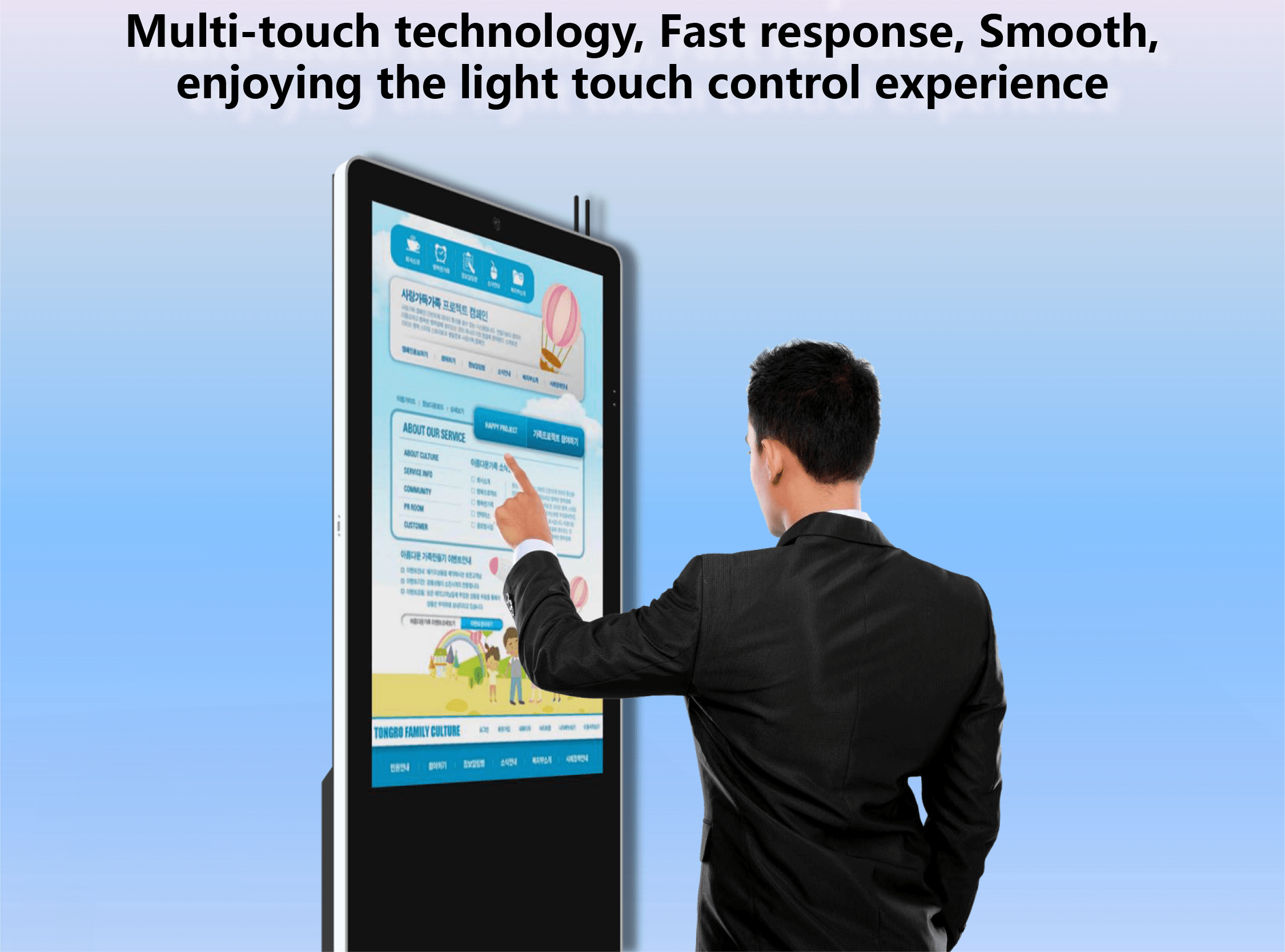 Anti-glare Freestanding Multi Touch Screen Display for Shopping Mall introduction(2)
