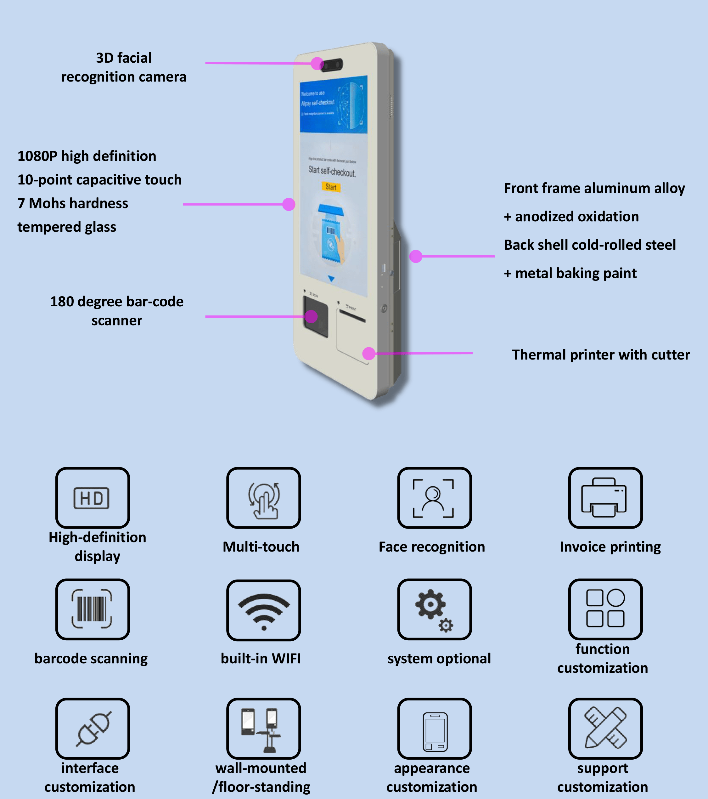 A2 series Self-service Check Out Kiosk display