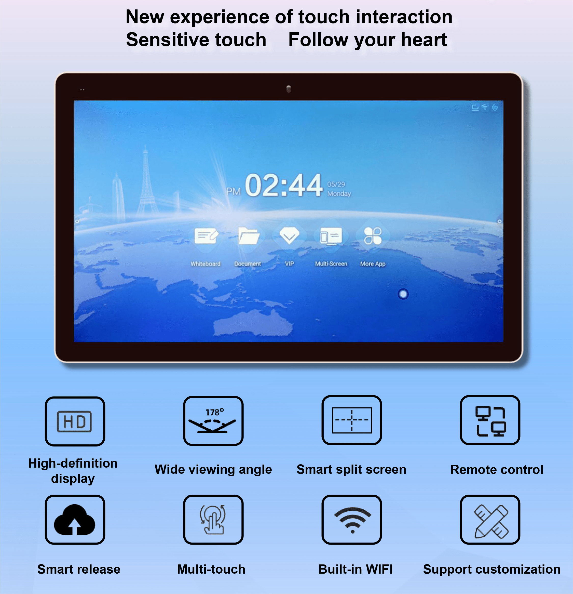 Professional Wall Mounted Multi-touch Screen Display introduction