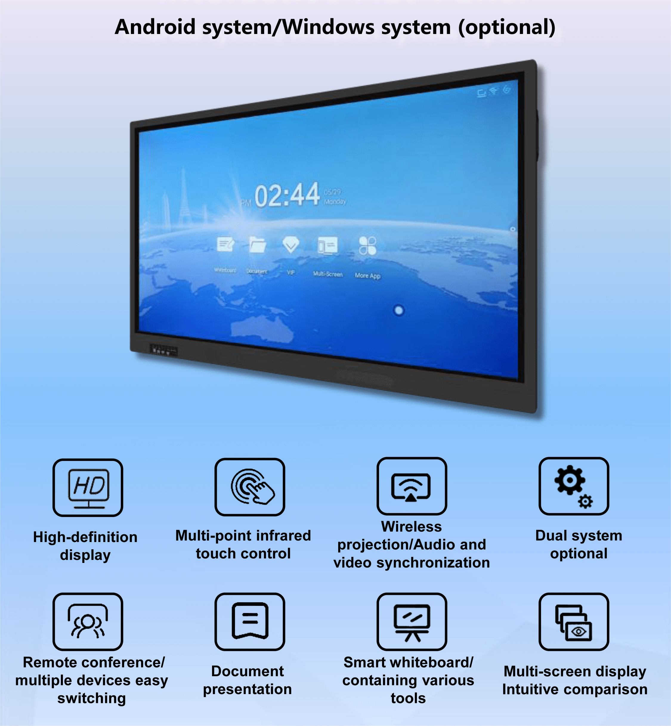High-tech Infrared ( IR) Interactive Flat Panel for Boardroom