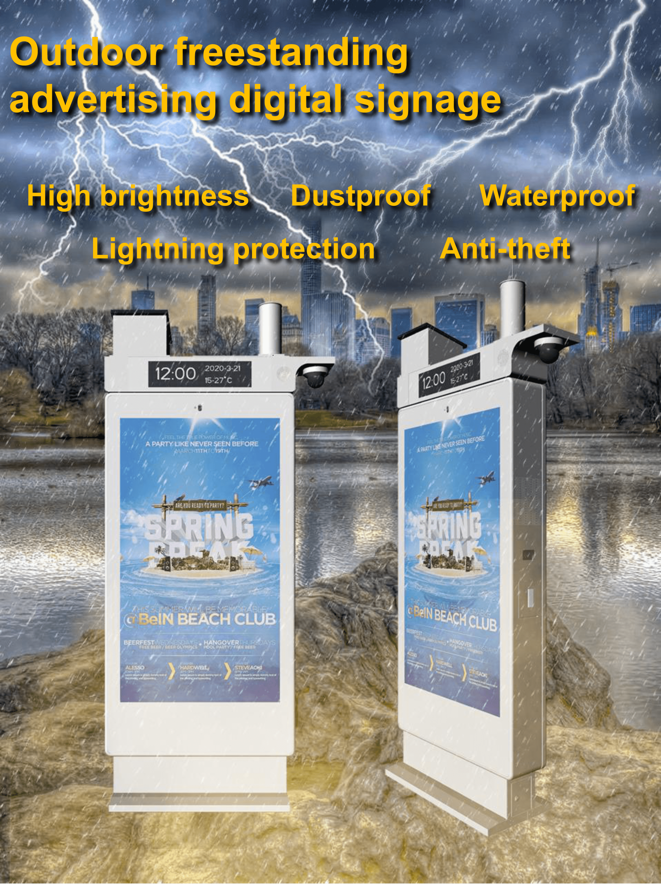  Outdoor Freestanding Advertising Digital Signage with lightning and explosion protection display